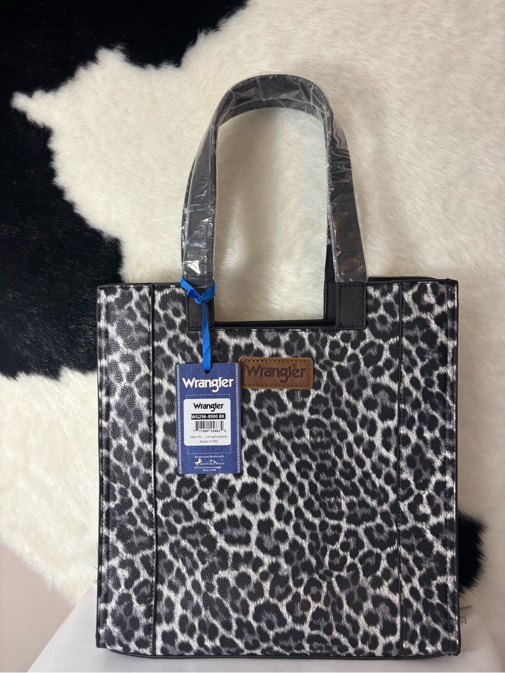 Wrangler Black and White Leopard Tote